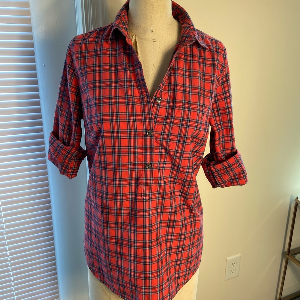 Red plaid JCREW button down - perfrct for fall!